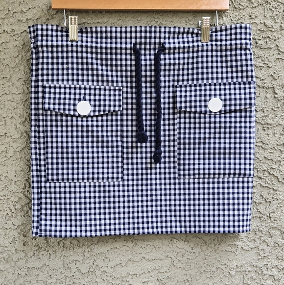 Zara Nautical Gingham Drawstring Mini Skirt - Picture 2 of 7